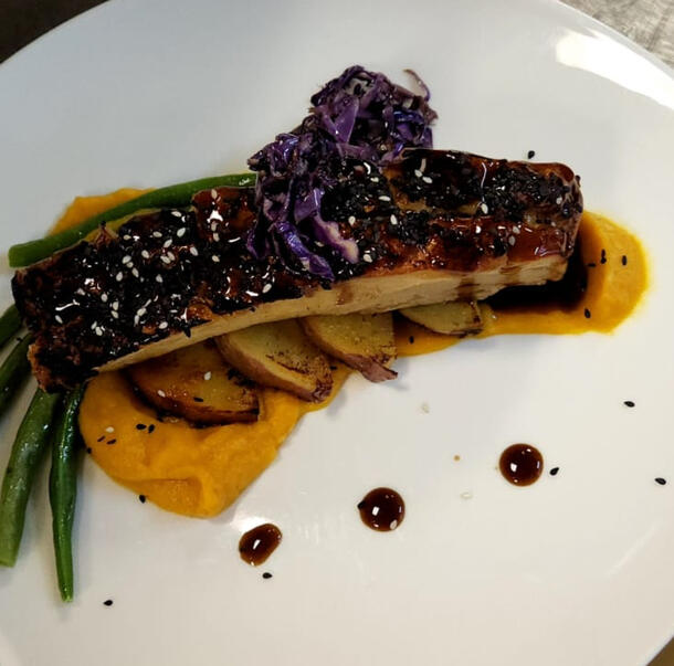 Honeyed Pork Belly Served Summer Style