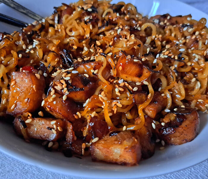 Soy Glazed Pork Belly Fried Noodles